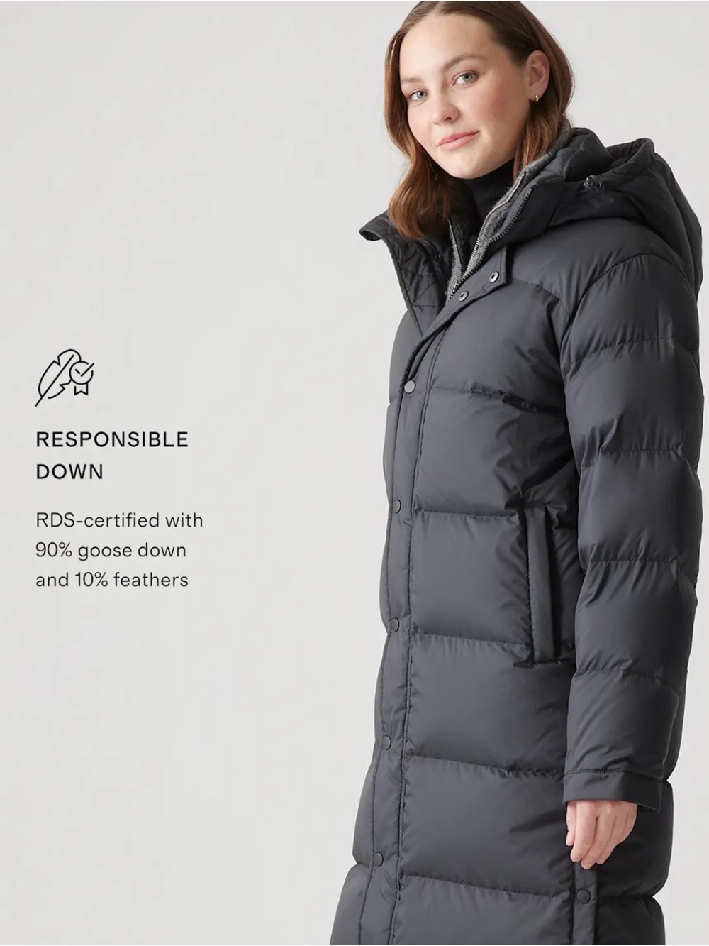 NWT Quince Black Responsible Down Parka Long Puffer Coat with Hood - Picture 4 of 13